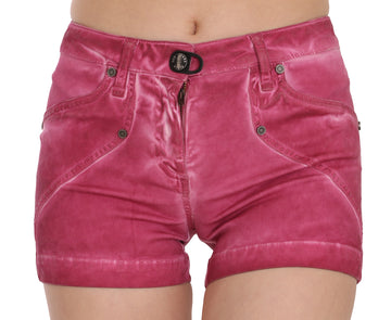 PLEIN SUD Pink Mid Waist Cotton Mini Denim Shorts