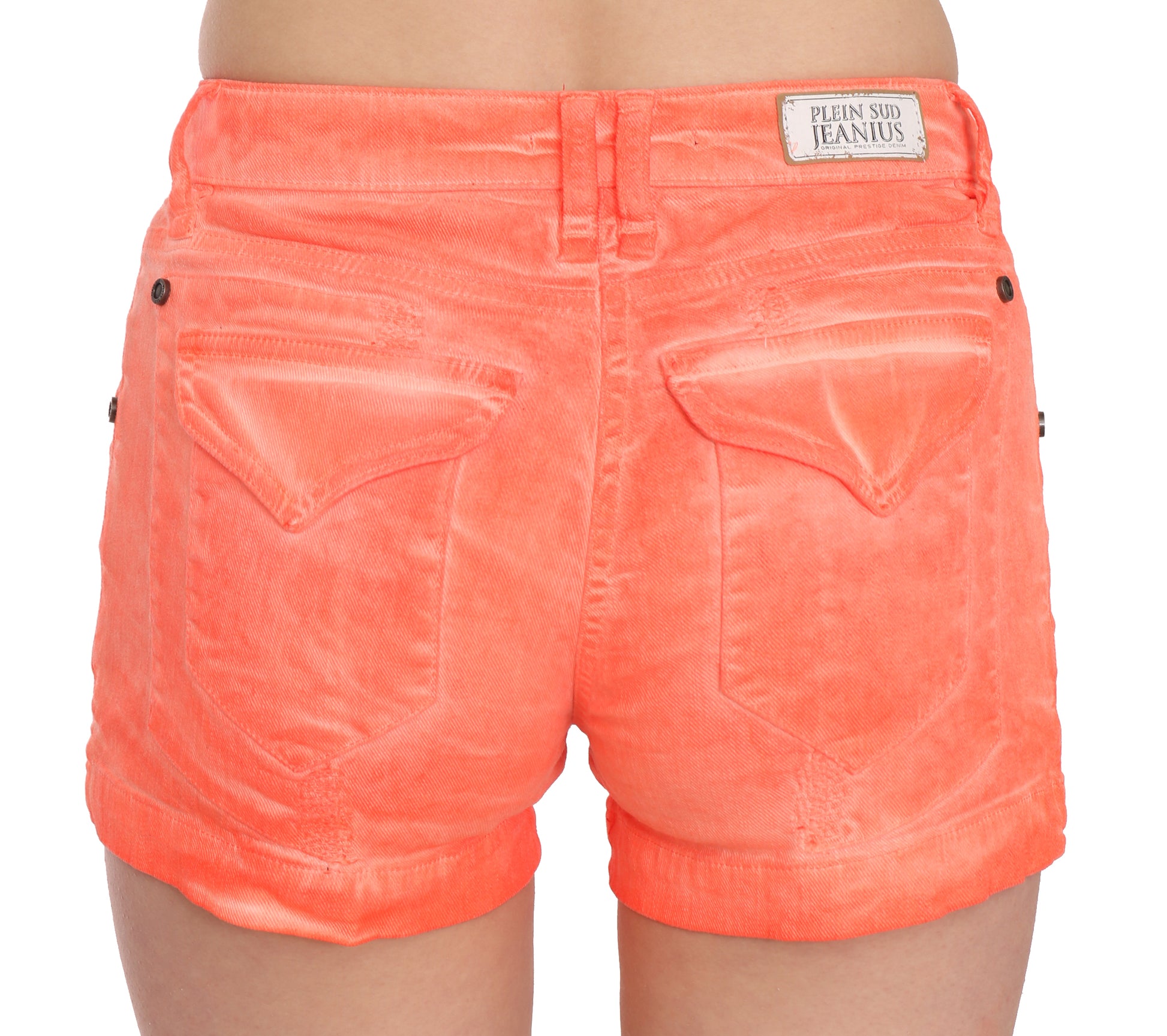 PLEIN SUD Orange Mid Waist Cotton Denim Mini Shorts - Whispers Of Wisdom Clothing