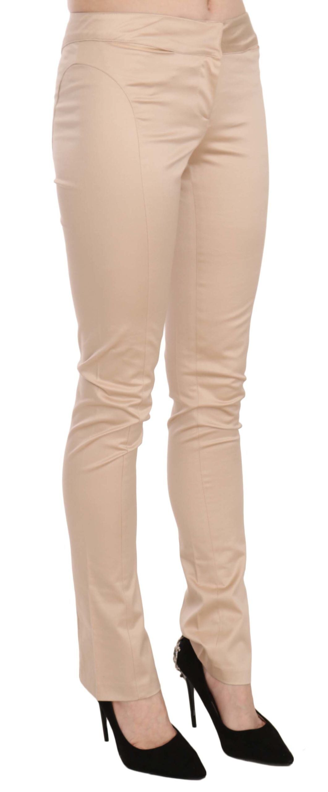 Just Cavalli Cream Low Waist Skinny Formal Trousers Pants - Whispers Of Wisdom Clothing