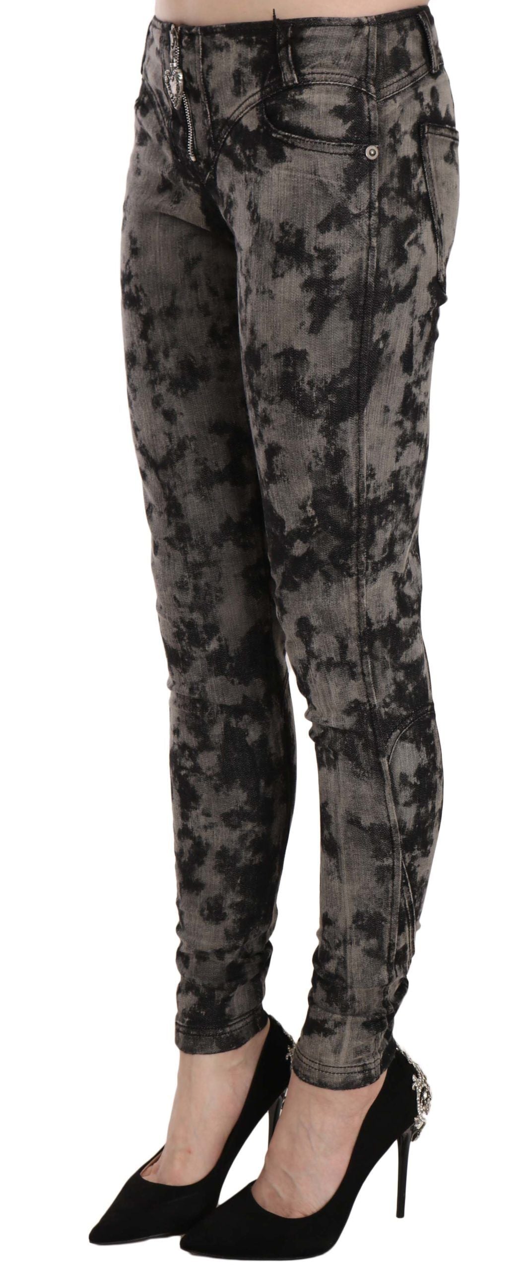 Just Cavalli Black Gray Faded Low Waist Skinny Denim Trousers Jeans - Whispers Of Wisdom Clothing