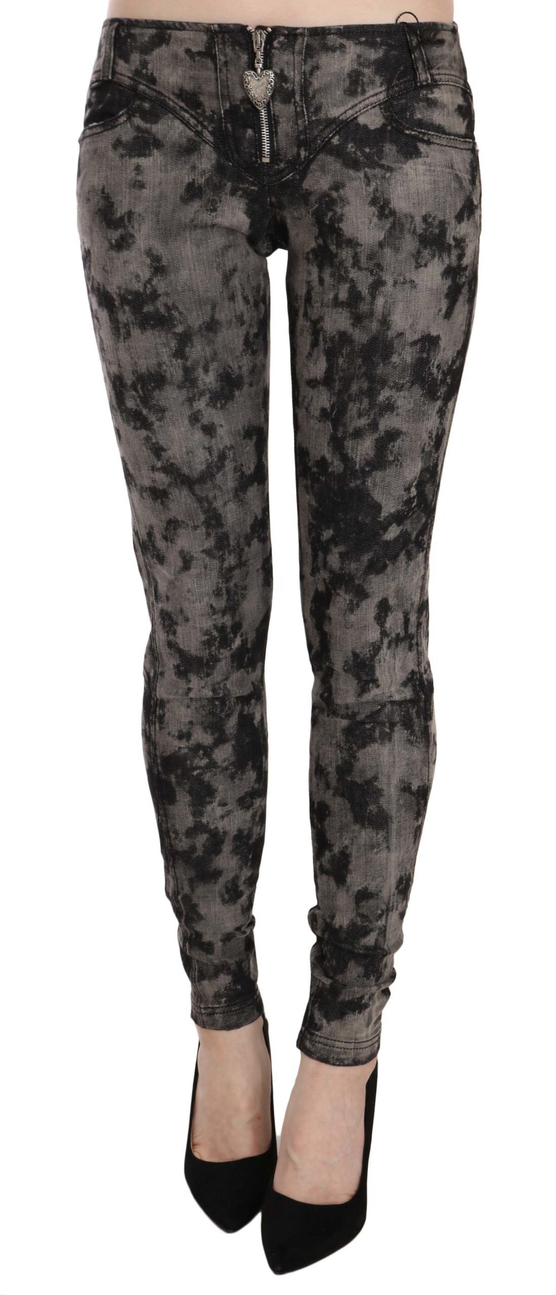 Just Cavalli Black Gray Faded Low Waist Skinny Denim Trousers Jeans - Whispers Of Wisdom Clothing