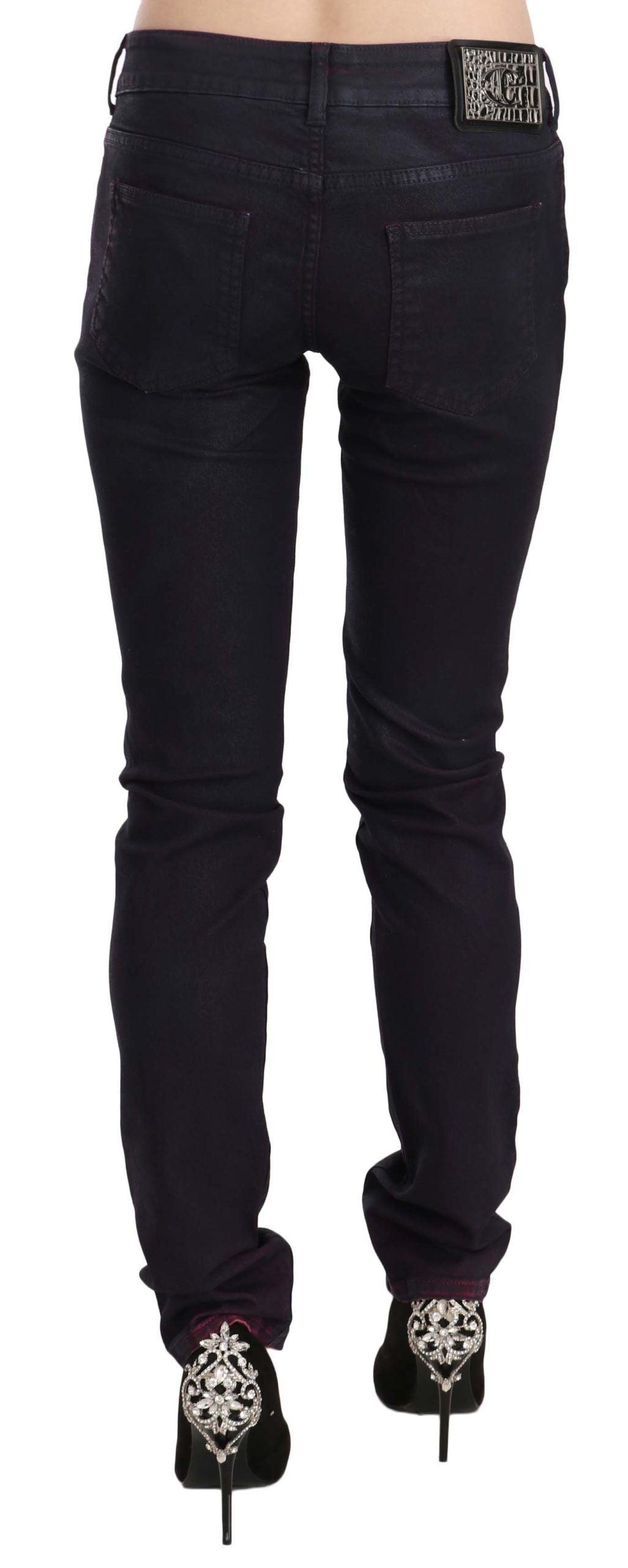 Just Cavalli Black Cotton Low Waist Skinny Denim Pants - Whispers Of Wisdom Clothing