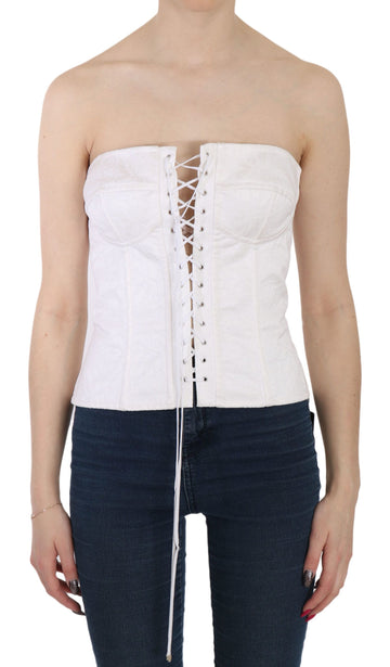 Dolce & Gabbana White PALERMO Cotton Bustier Top Corset - Whispers Of Wisdom Clothing