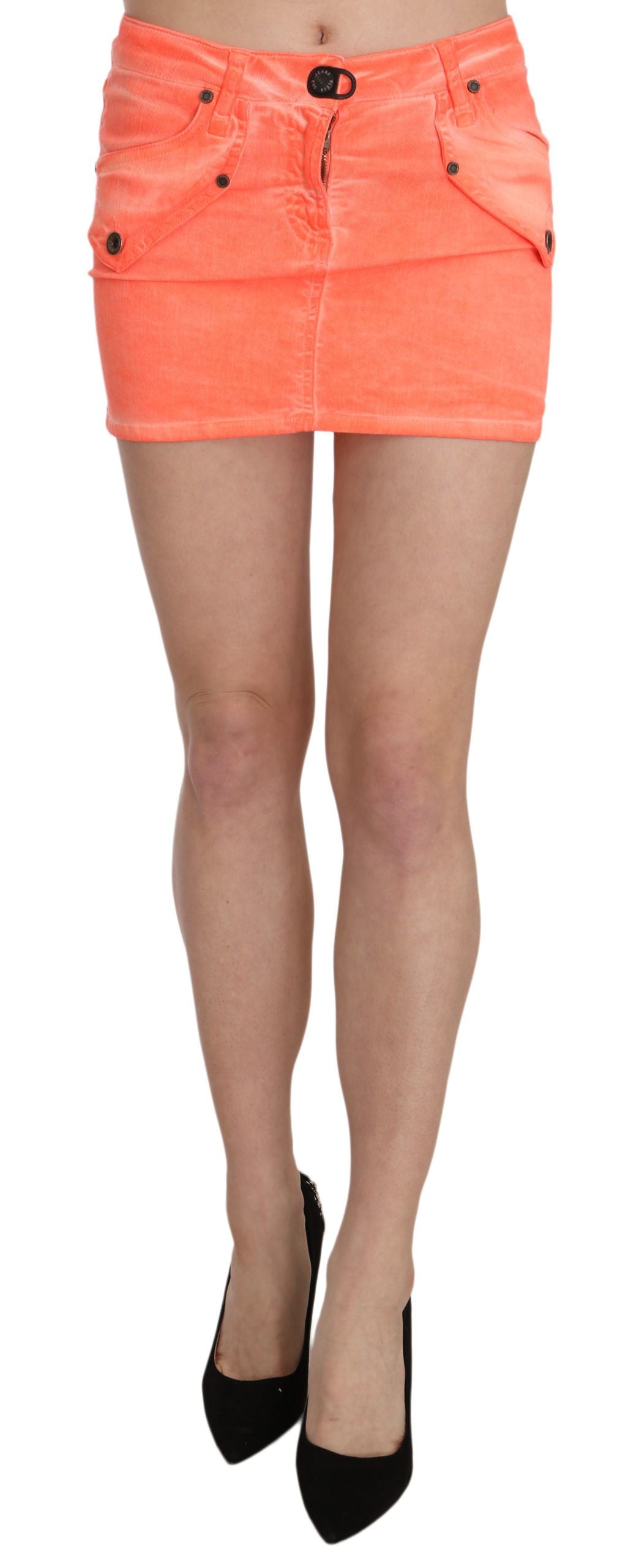PLEIN SUD Orange Cotton Stretch Casual Mini Skirt - Whispers Of Wisdom Clothing