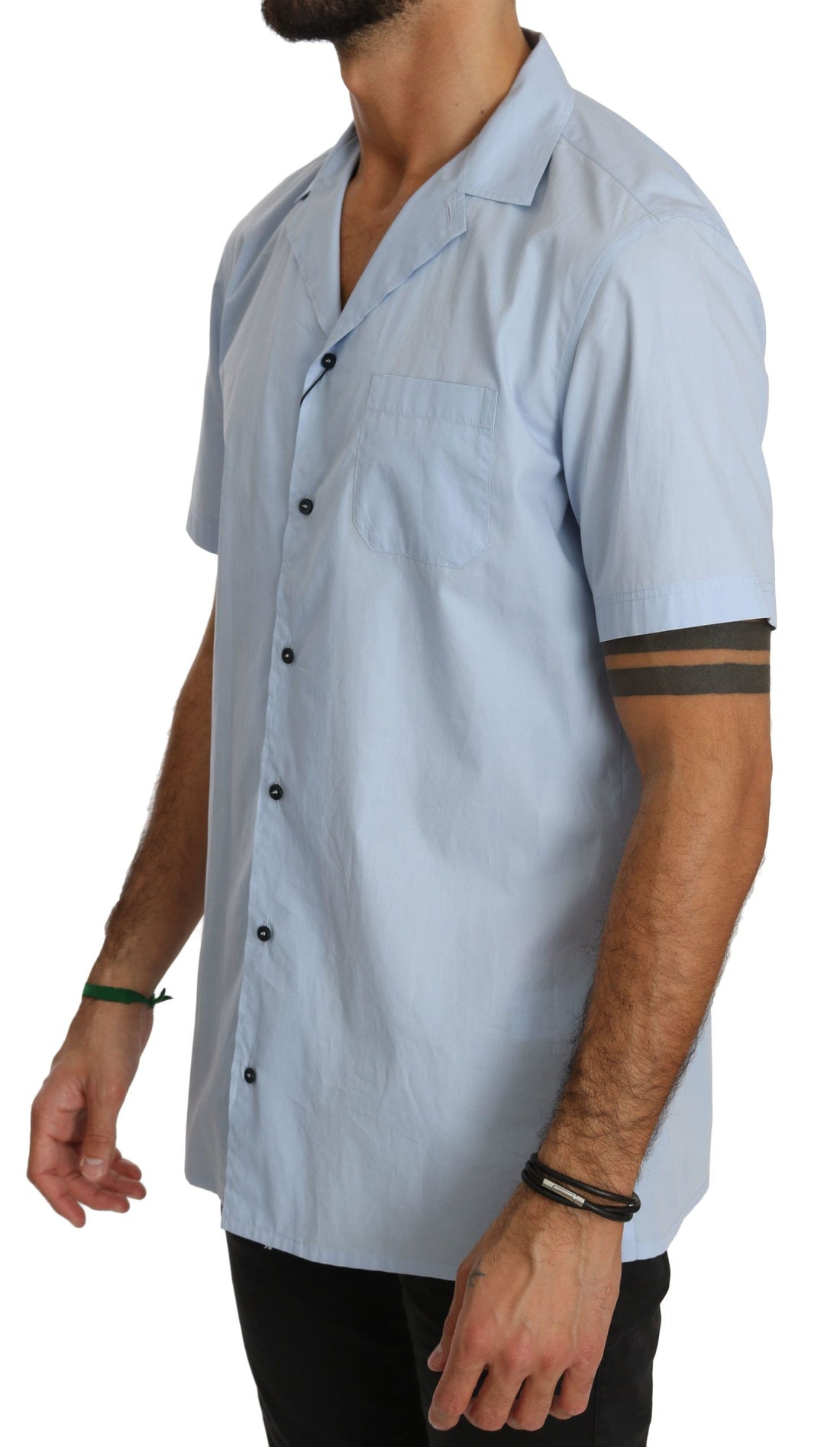 Dolce & Gabbana Blue Short Sleeve 100% Cotton Top Shirt - Whispers Of Wisdom Clothing