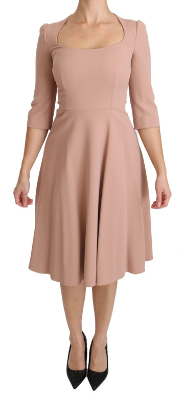 Dolce & Gabbana Pink 3/4 Sleeves A-line Viscose Dress - Whispers Of Wisdom Clothing