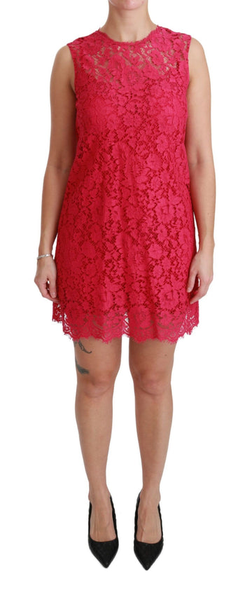 Dolce & Gabbana Pink Floral Lace Shift Gown Mini Dress - Whispers Of Wisdom Clothing