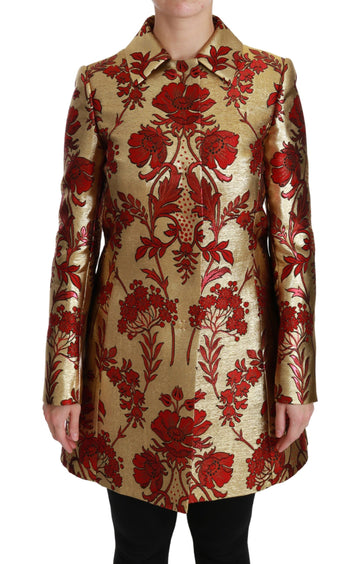 Dolce & Gabbana Red Gold Floral Brocade Cape Coat Jacket - Whispers Of Wisdom Clothing