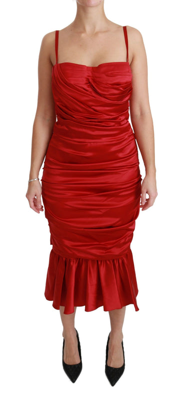 Dolce & Gabbana Red Silk Stretch Mermaid Bodycon Dress - Whispers Of Wisdom Clothing