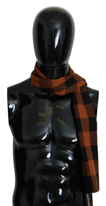 Costume National Orange Check Neck Wrap Shawl Scarf - Whispers Of Wisdom Clothing