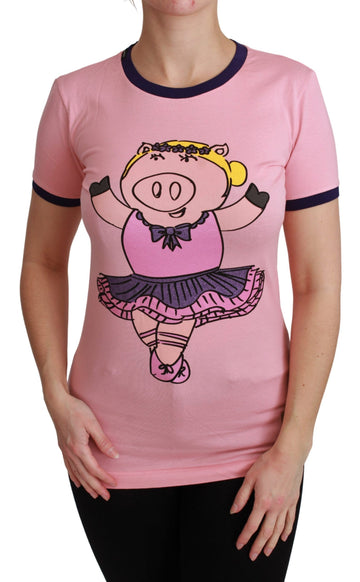 Dolce & Gabbana Pink YEAR OF THE PIG Top Cotton T-shirt - Whispers Of Wisdom Clothing
