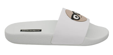 Dolce & Gabbana White Leather #dgfamily Slides Shoes Sandals - Whispers Of Wisdom Clothing
