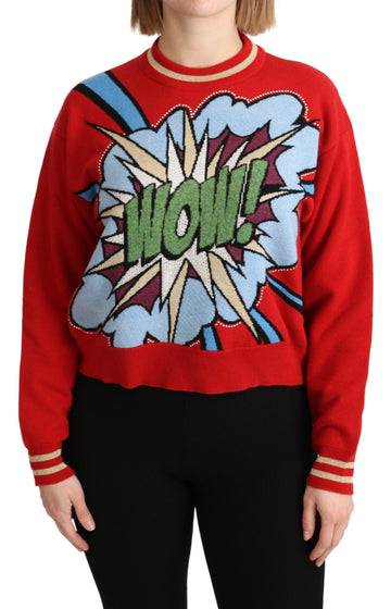 Dolce & Gabbana Red Knitted Cashmere Cartoon Top Sweater - Whispers Of Wisdom Clothing