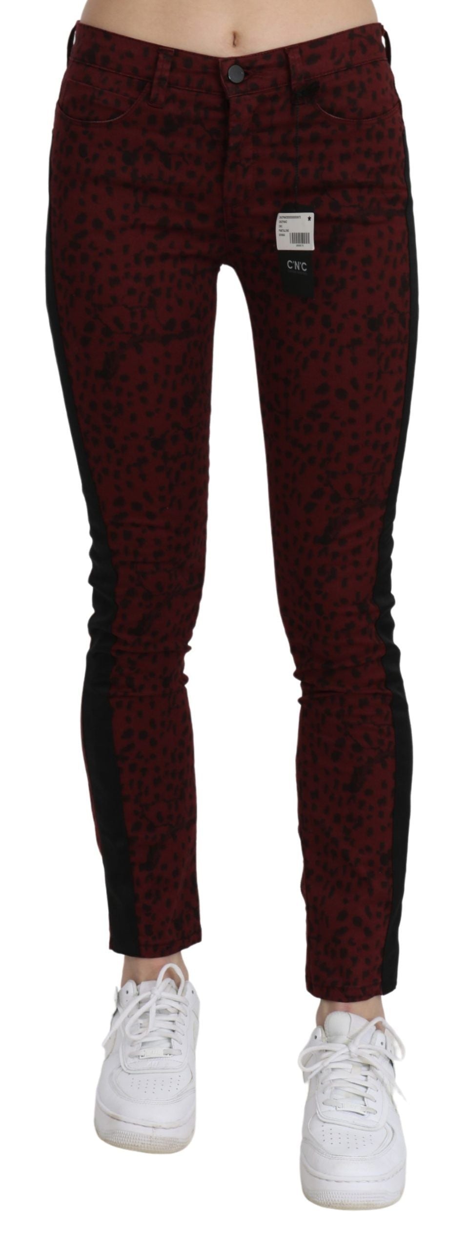 Costume National Dark Red Mid Waist Slim Fit Cotton Jeans - Whispers Of Wisdom Clothing