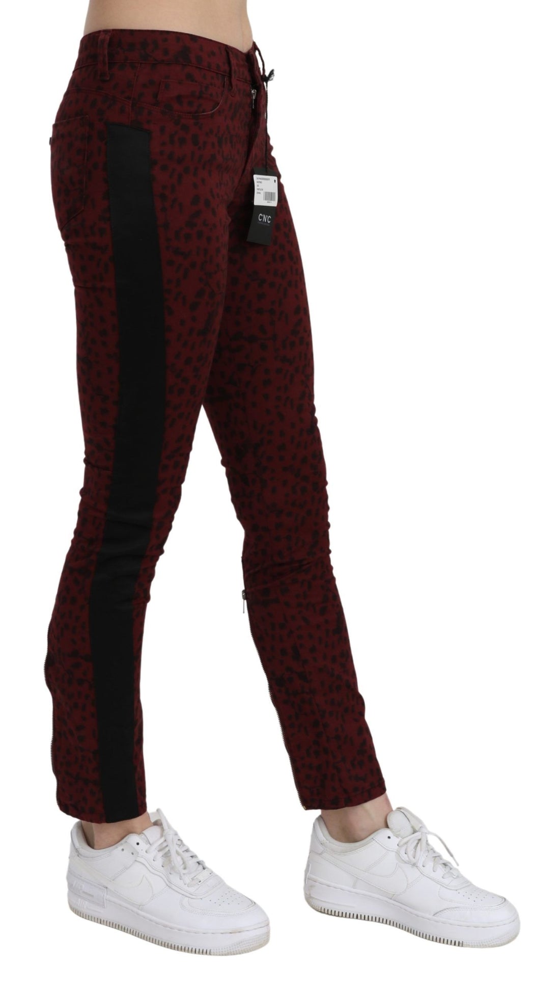 Costume National Dark Red Mid Waist Slim Fit Cotton Jeans - Whispers Of Wisdom Clothing