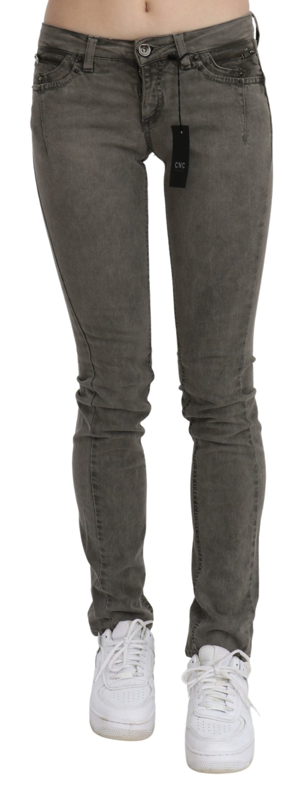 Costume National Gray Low Waist Skinny Denim Cotton Jeans - Whispers Of Wisdom Clothing