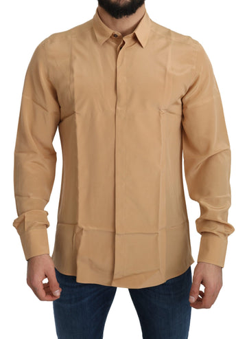 Dolce & Gabbana Yellow 100% Silk GOLD Top Slim Shirt - Whispers Of Wisdom Clothing