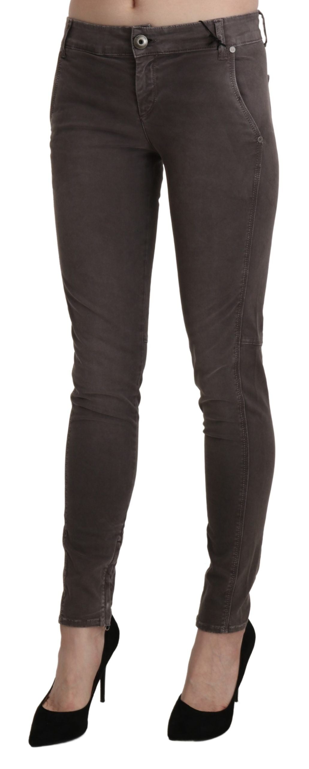 Ermanno Scervino Brown Low Waist Skinny Slim Trouser Cotton Jeans - Whispers Of Wisdom Clothing