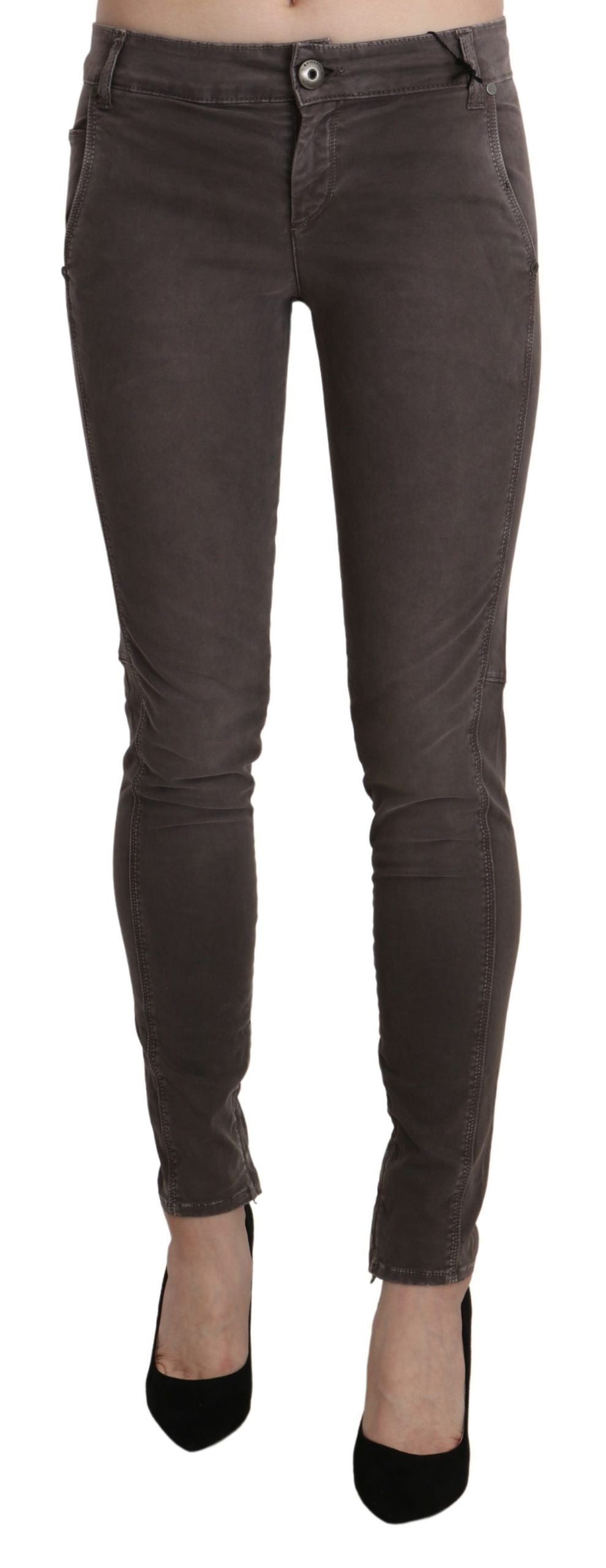 Ermanno Scervino Brown Low Waist Skinny Slim Trouser Cotton Jeans - Whispers Of Wisdom Clothing