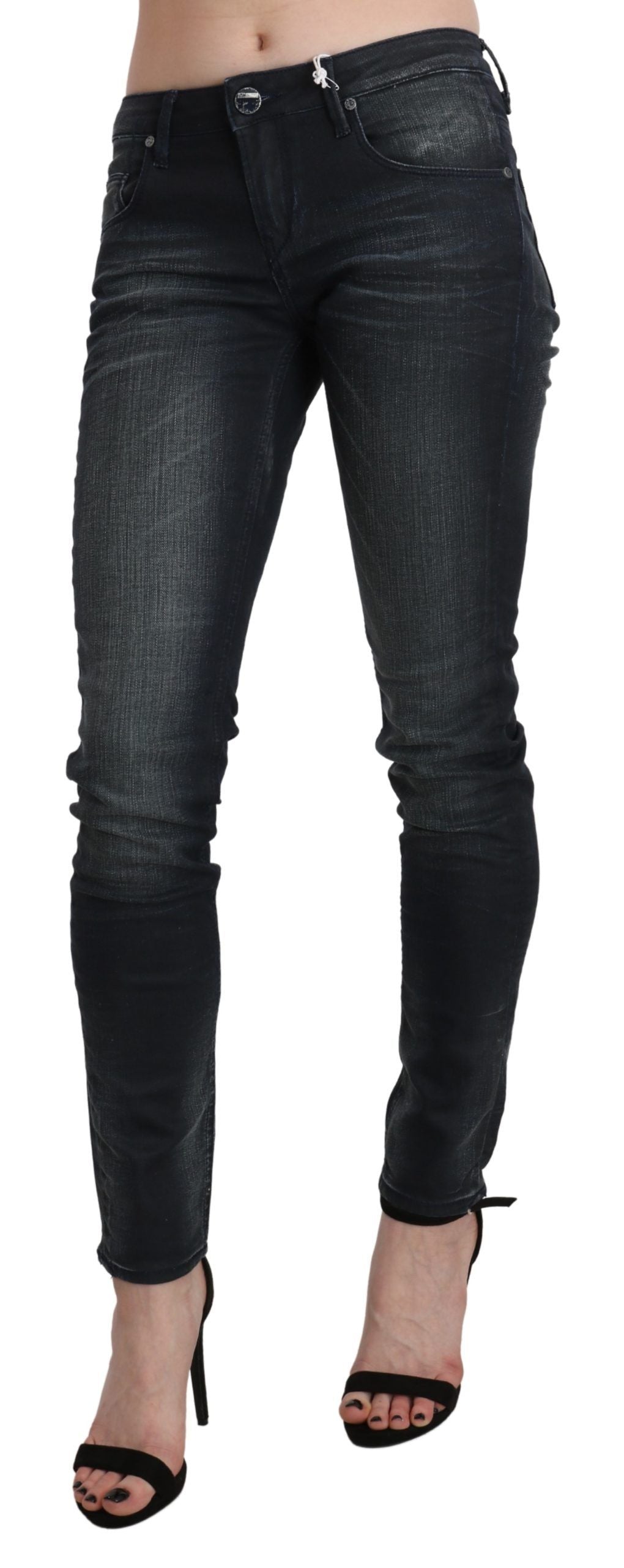 Acht Black Washed Low Waist Skinny Denim Trouser - Whispers Of Wisdom Clothing