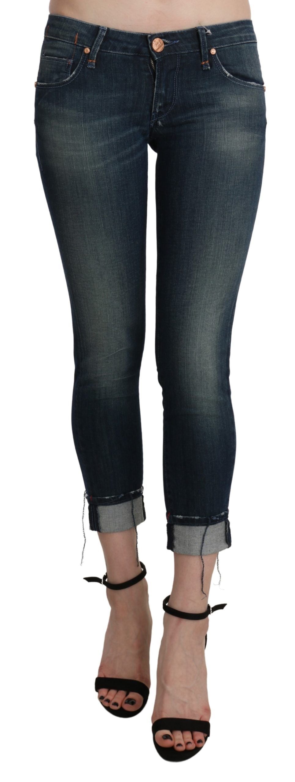 Acht Blue Washed Low Waist Skinny Cropped Denim pant - Whispers Of Wisdom Clothing