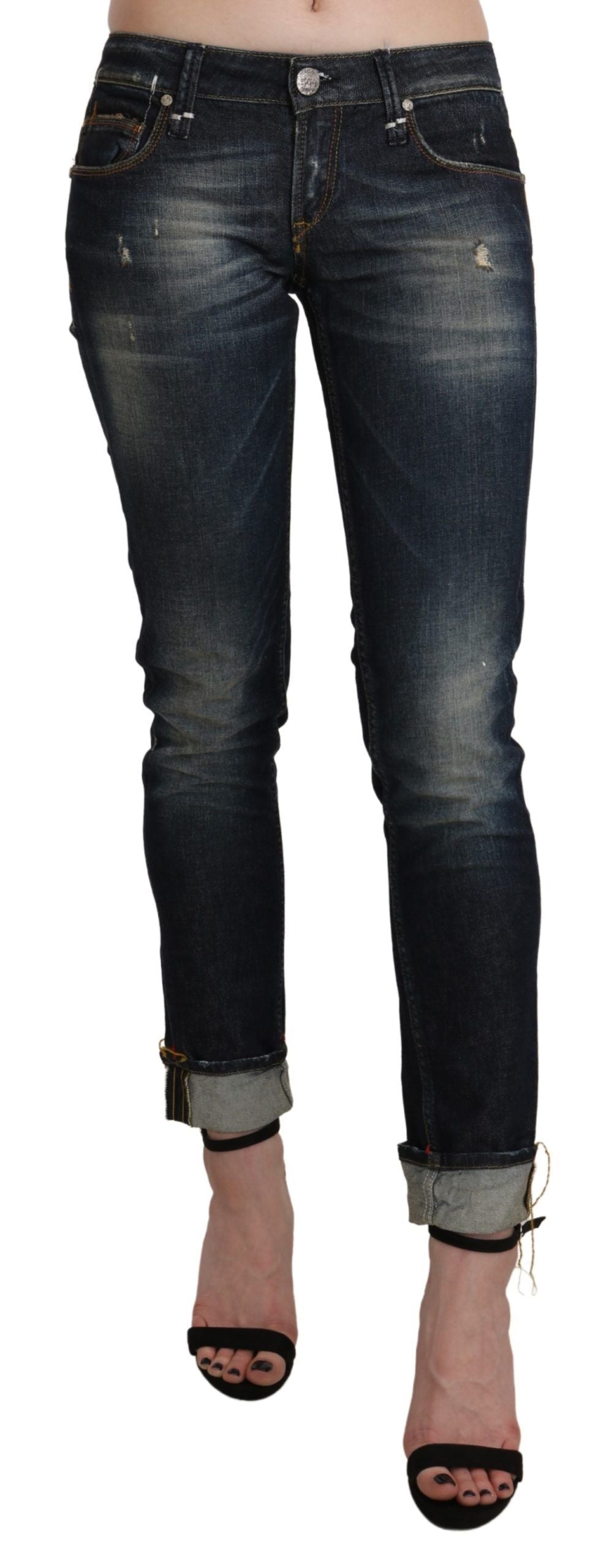 Acht Blue Washed Low Waist Skinny Cropped Denim Pant - Whispers Of Wisdom Clothing