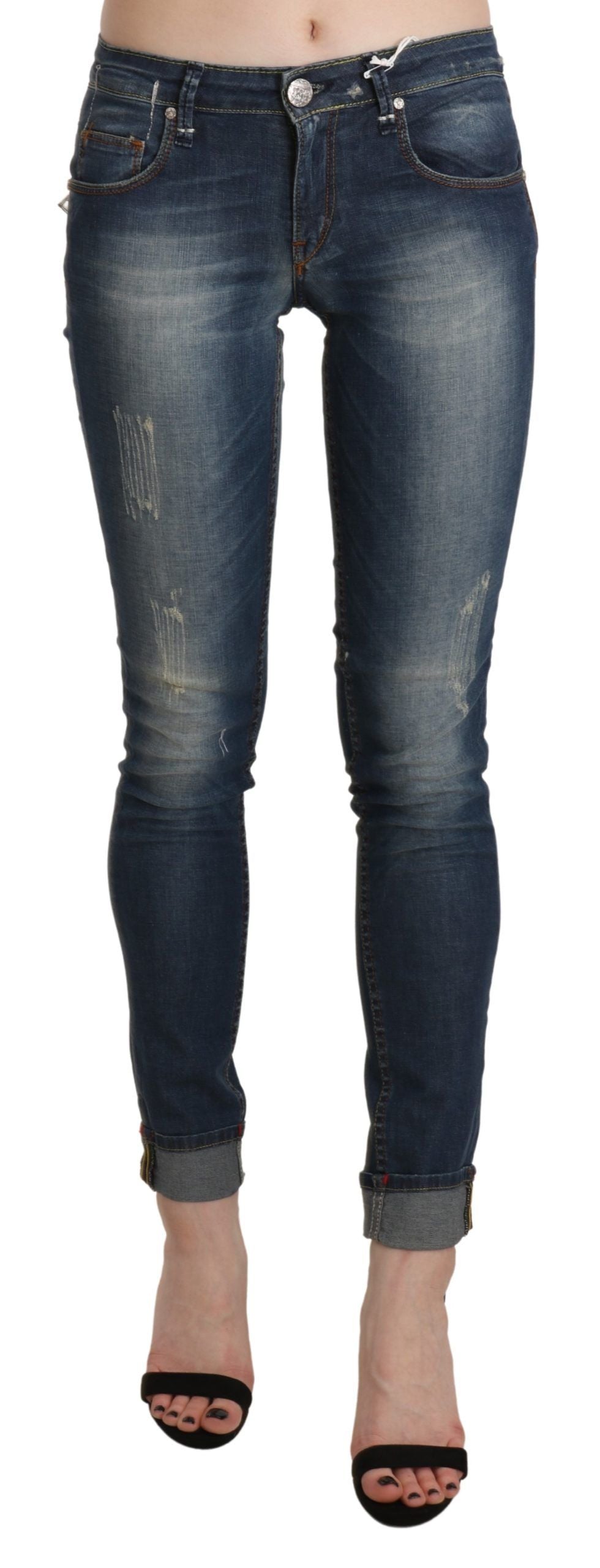 Acht Blue Washed Low Waist Skinny Cropped Denim Trouser - Whispers Of Wisdom Clothing