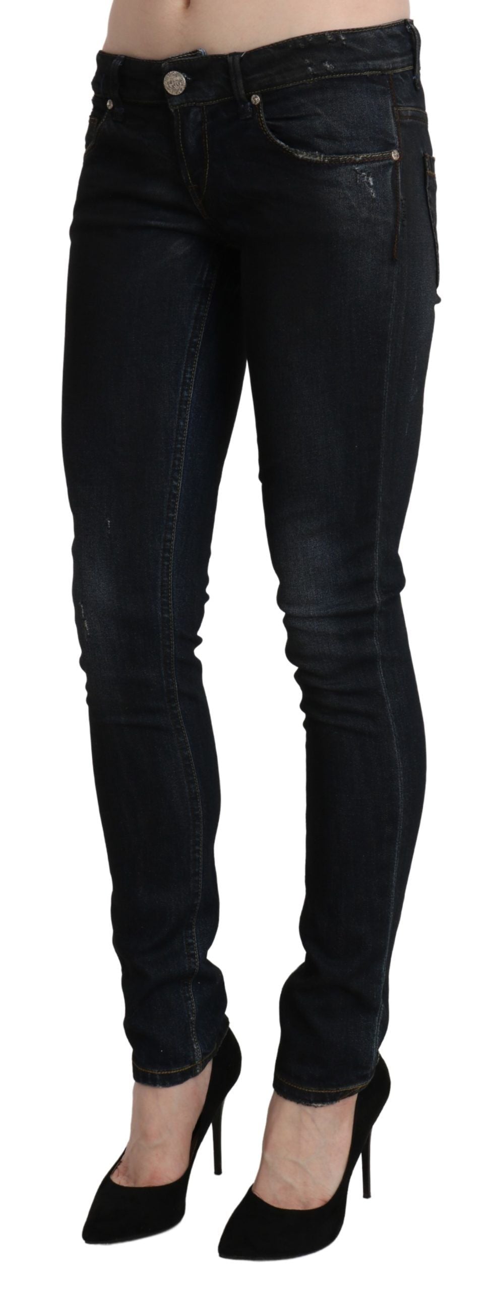 Acht Blue Washed Low Waist Skinny Denim Slim Trouser - Whispers Of Wisdom Clothing