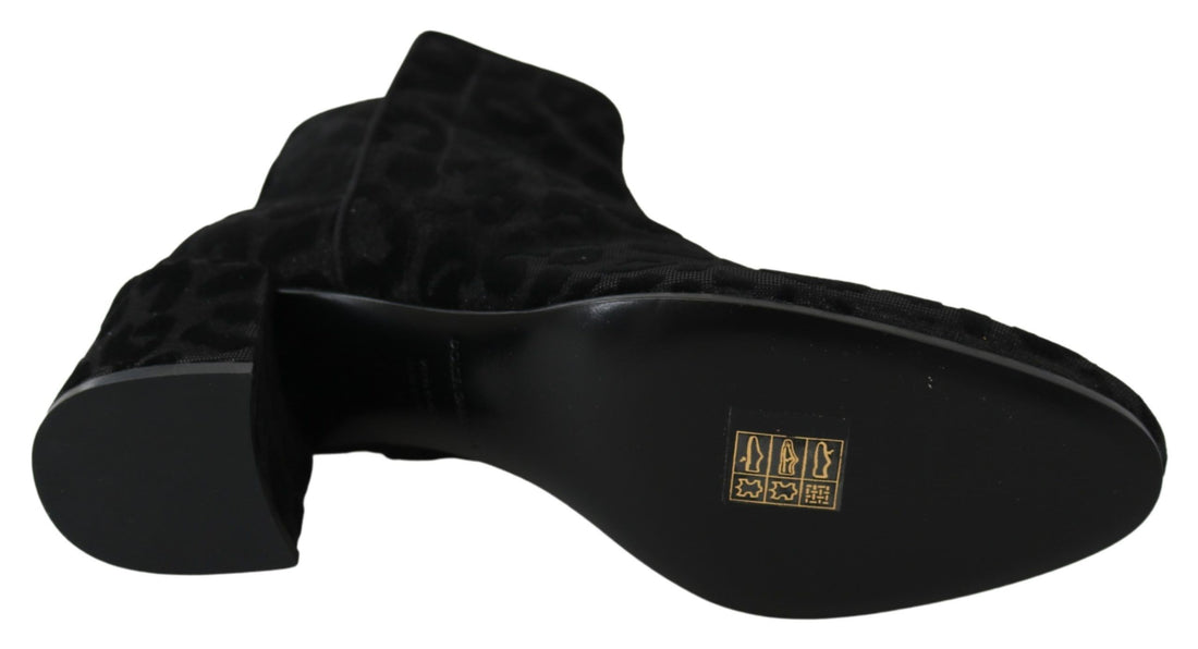 Dolce & Gabbana Black Leopard Short Boots Zipper Shoes - Whispers Of Wisdom Clothing