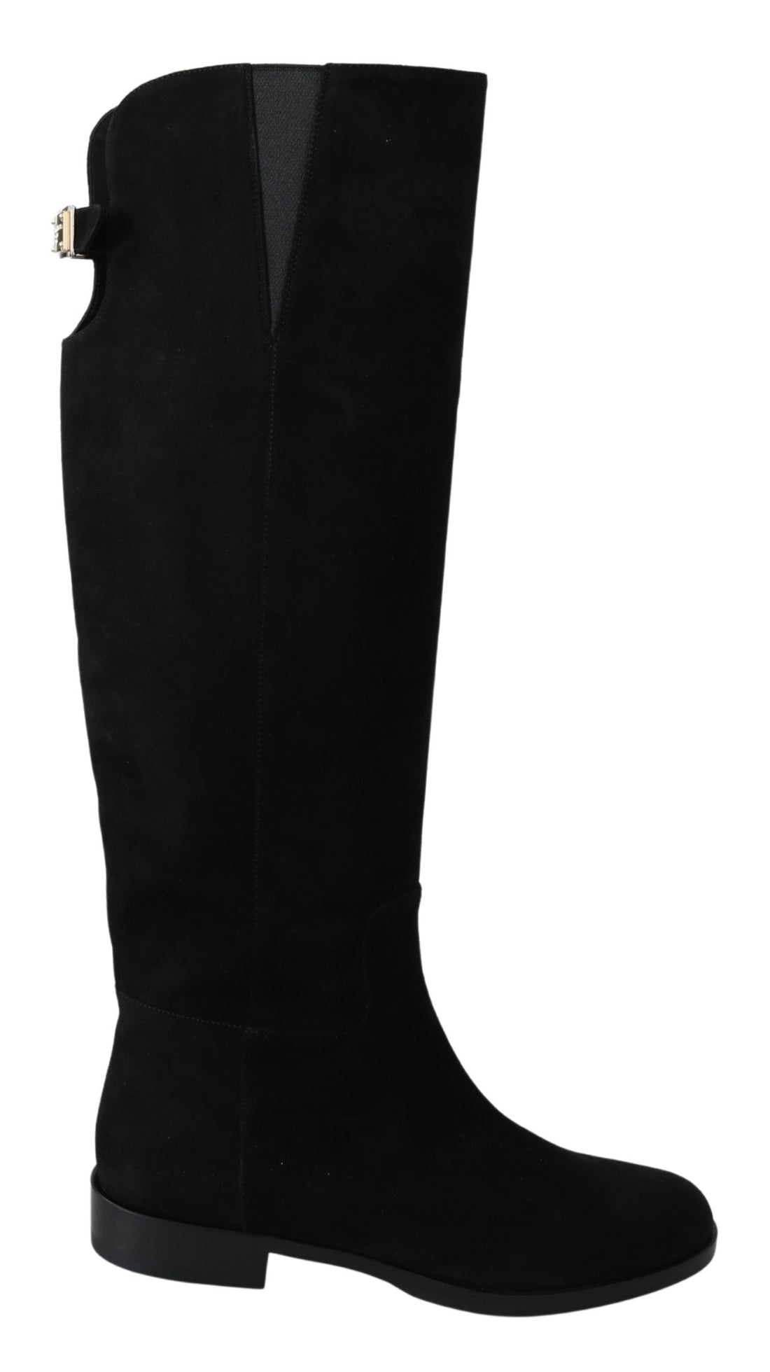 Dolce & Gabbana Black Suede Knee High Flat Boots Shoes - Whispers Of Wisdom Clothing