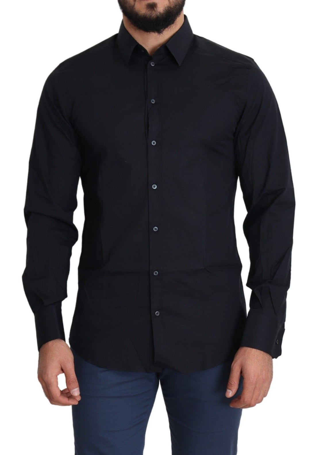 Dolce & Gabbana Blue Cotton Formal GOLD Dress Shirt - Whispers Of Wisdom Clothing