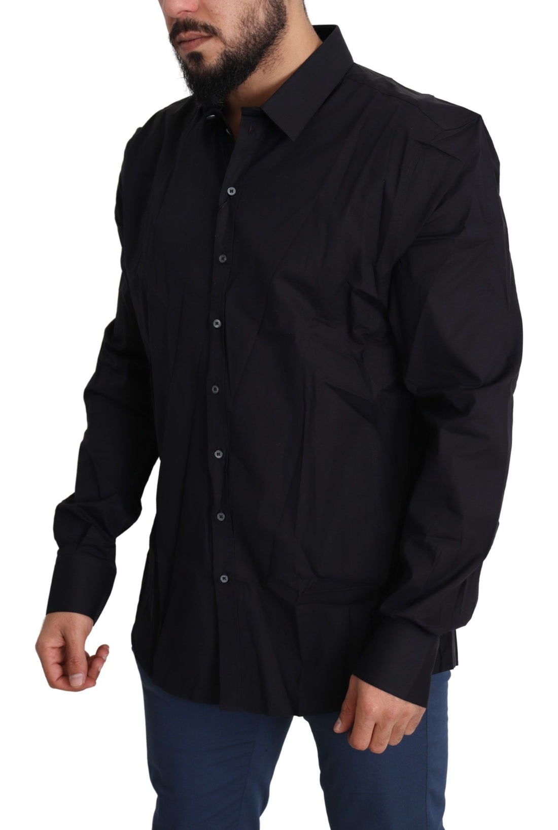Dolce & Gabbana Black Cotton Stretch Dress SICILIA Shirt - Whispers Of Wisdom Clothing