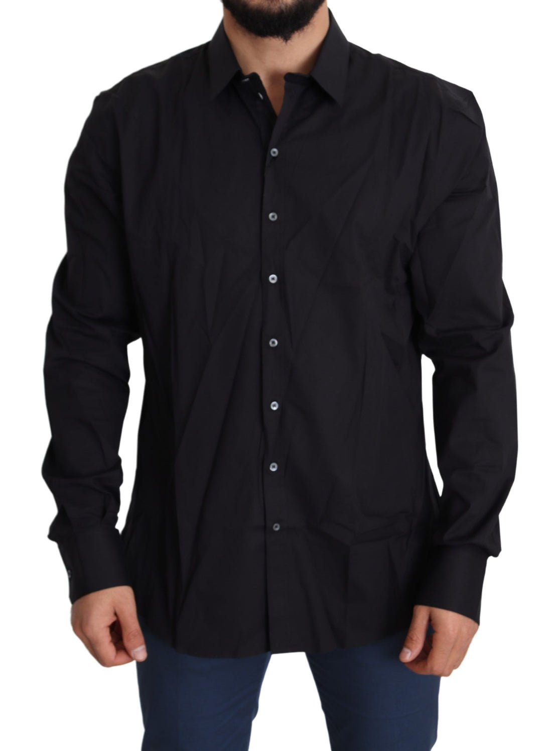 Dolce & Gabbana Black Cotton Stretch Dress SICILIA Shirt - Whispers Of Wisdom Clothing