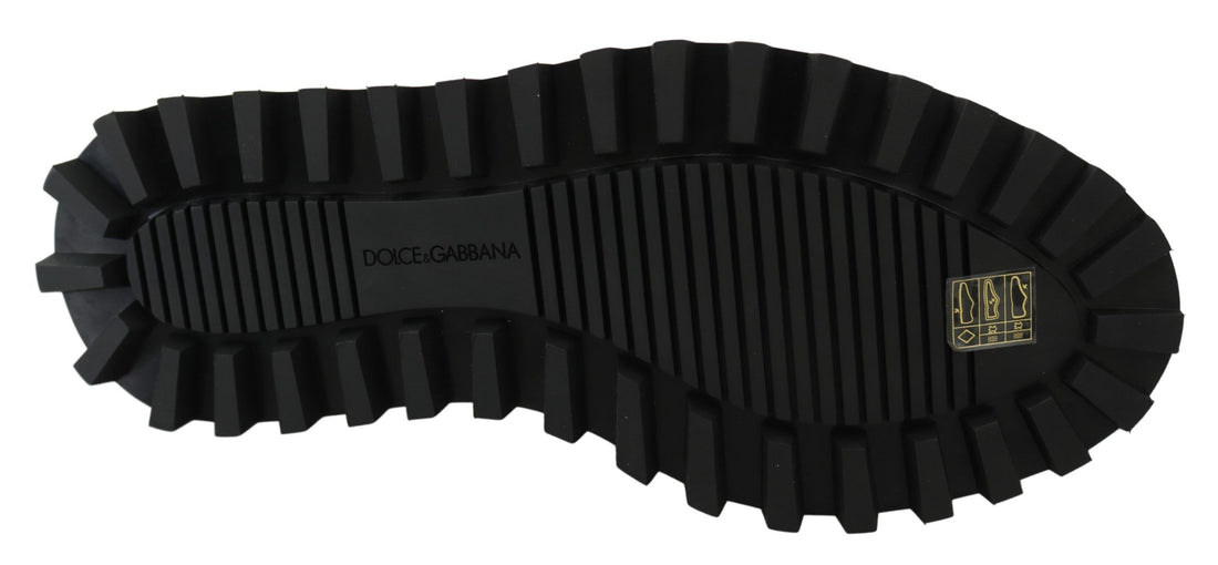 Dolce & Gabbana Black Rubberized Calfskin Chunky Derby Vulcano Shoes - Whispers Of Wisdom Clothing