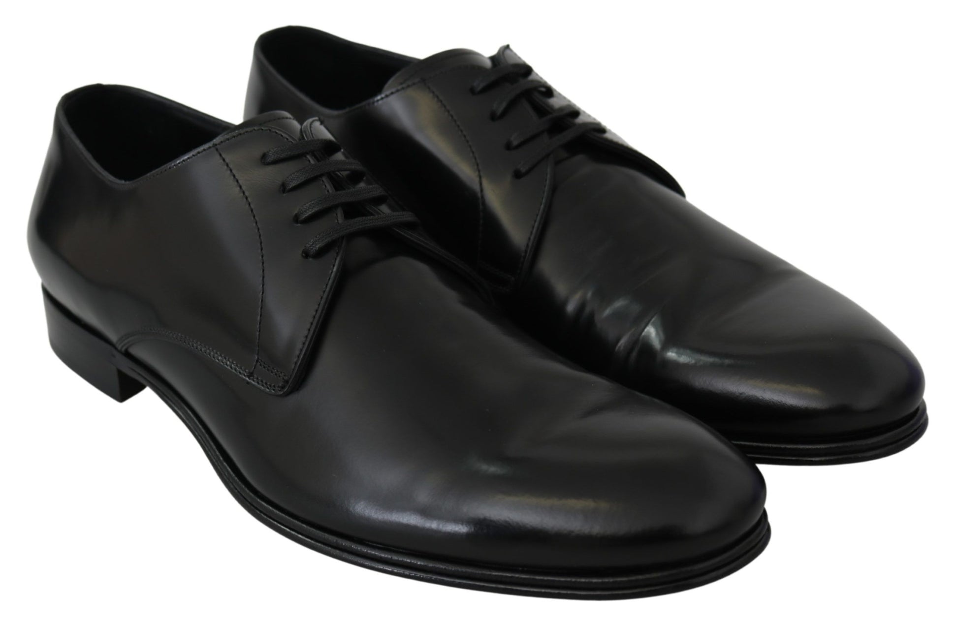 Dolce & Gabbana Derby Napoli Black Leather Dress Formal Shoes - Whispers Of Wisdom Clothing