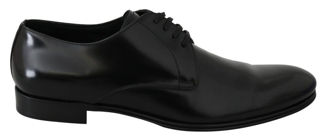 Dolce & Gabbana Derby Napoli Black Leather Dress Formal Shoes - Whispers Of Wisdom Clothing