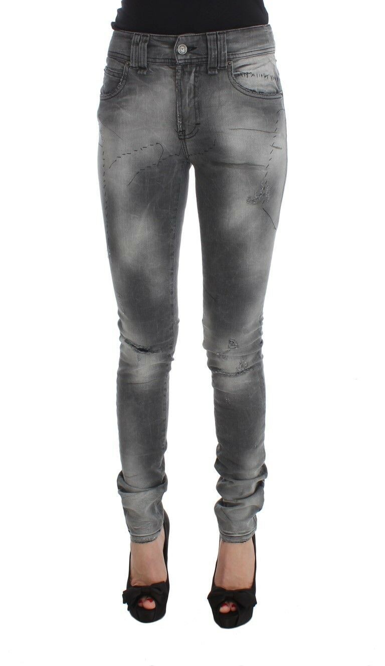 John Galliano Gray Wash Cotton Blend Slim Fit Denim Jeans Pants - Whispers Of Wisdom Clothing