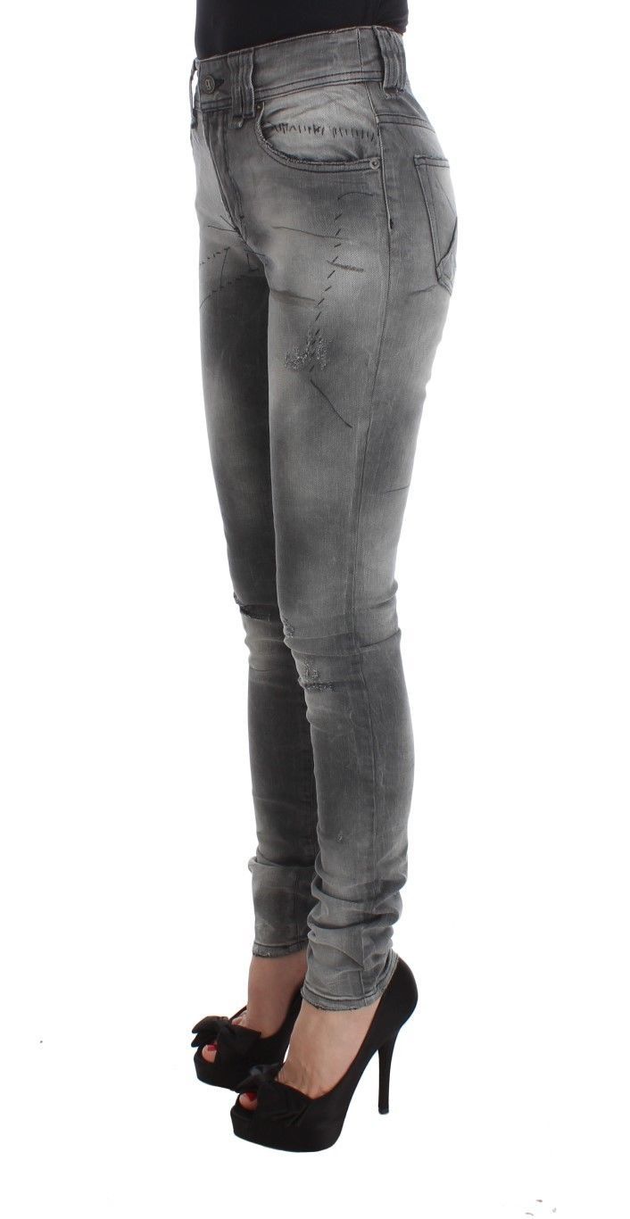 John Galliano Gray Wash Cotton Blend Slim Fit Denim Jeans Pants - Whispers Of Wisdom Clothing