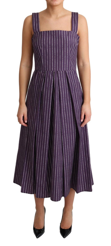 Dolce & Gabbana Purple Striped Cotton A-Line Stretch Dress - Whispers Of Wisdom Clothing