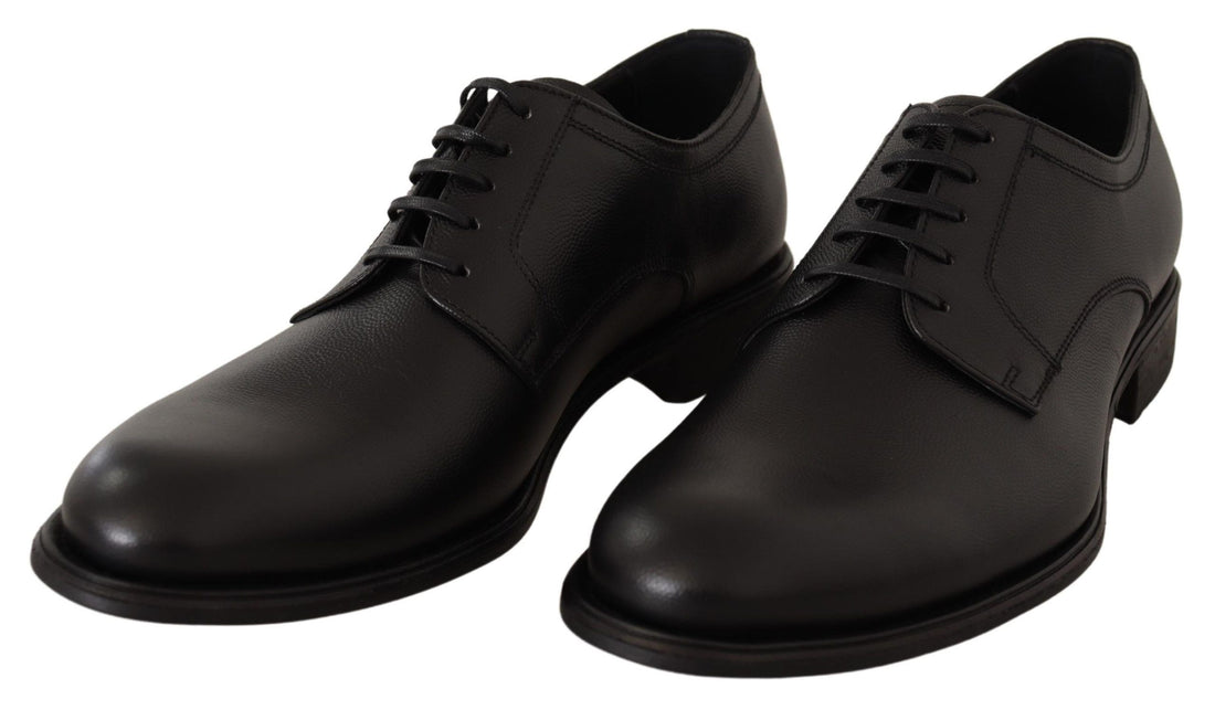 Dolce & Gabbana Black Leather Lace Up Mens Formal Derby Shoes - Whispers Of Wisdom Clothing