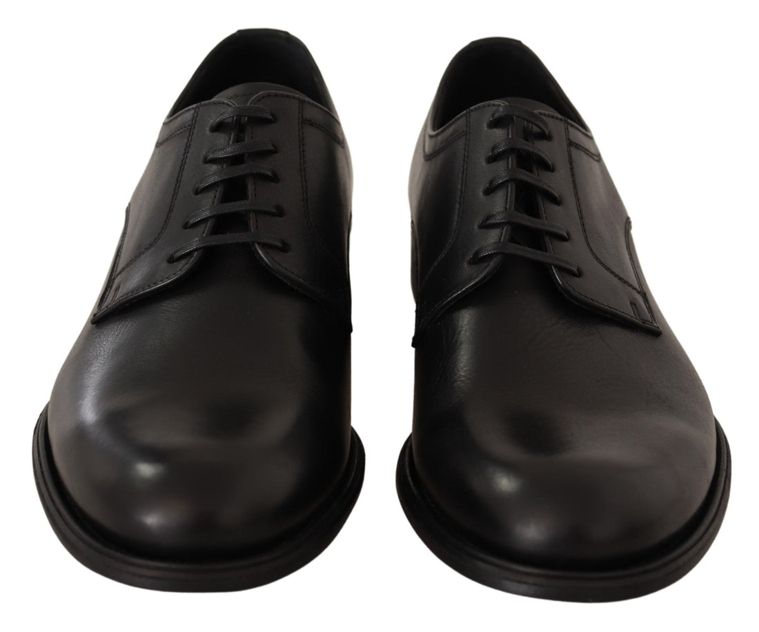 Dolce & Gabbana Black Leather Lace Up Mens Formal Derby Shoes - Whispers Of Wisdom Clothing