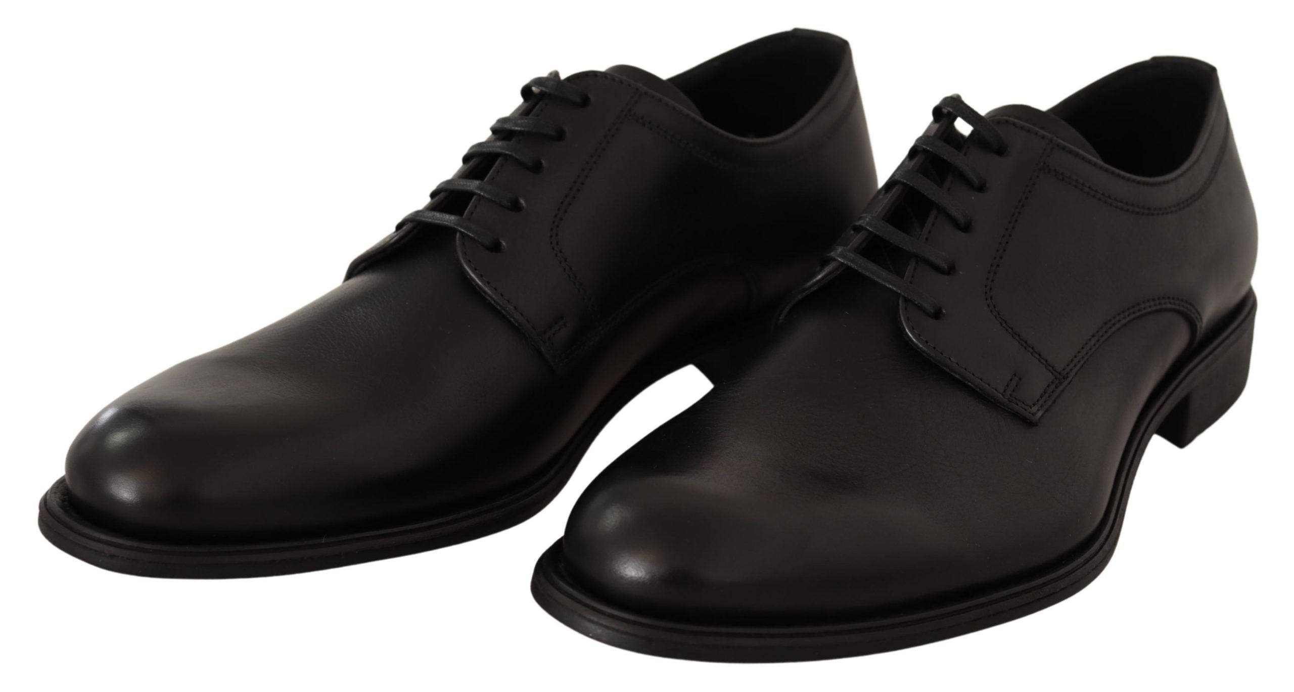 Dolce & Gabbana Black Leather Lace Up Mens Formal Derby Shoes - Whispers Of Wisdom Clothing
