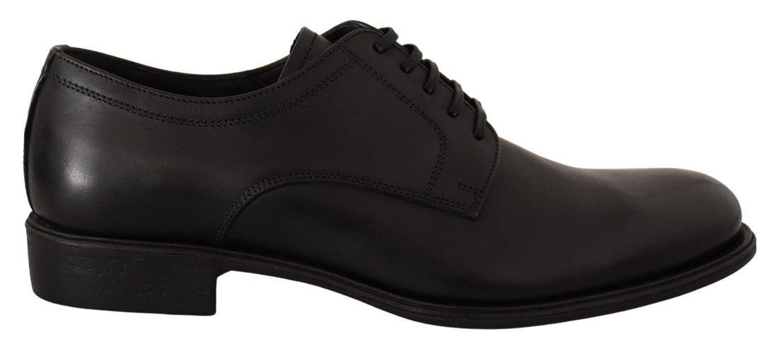Dolce & Gabbana Black Leather Lace Up Mens Formal Derby Shoes - Whispers Of Wisdom Clothing