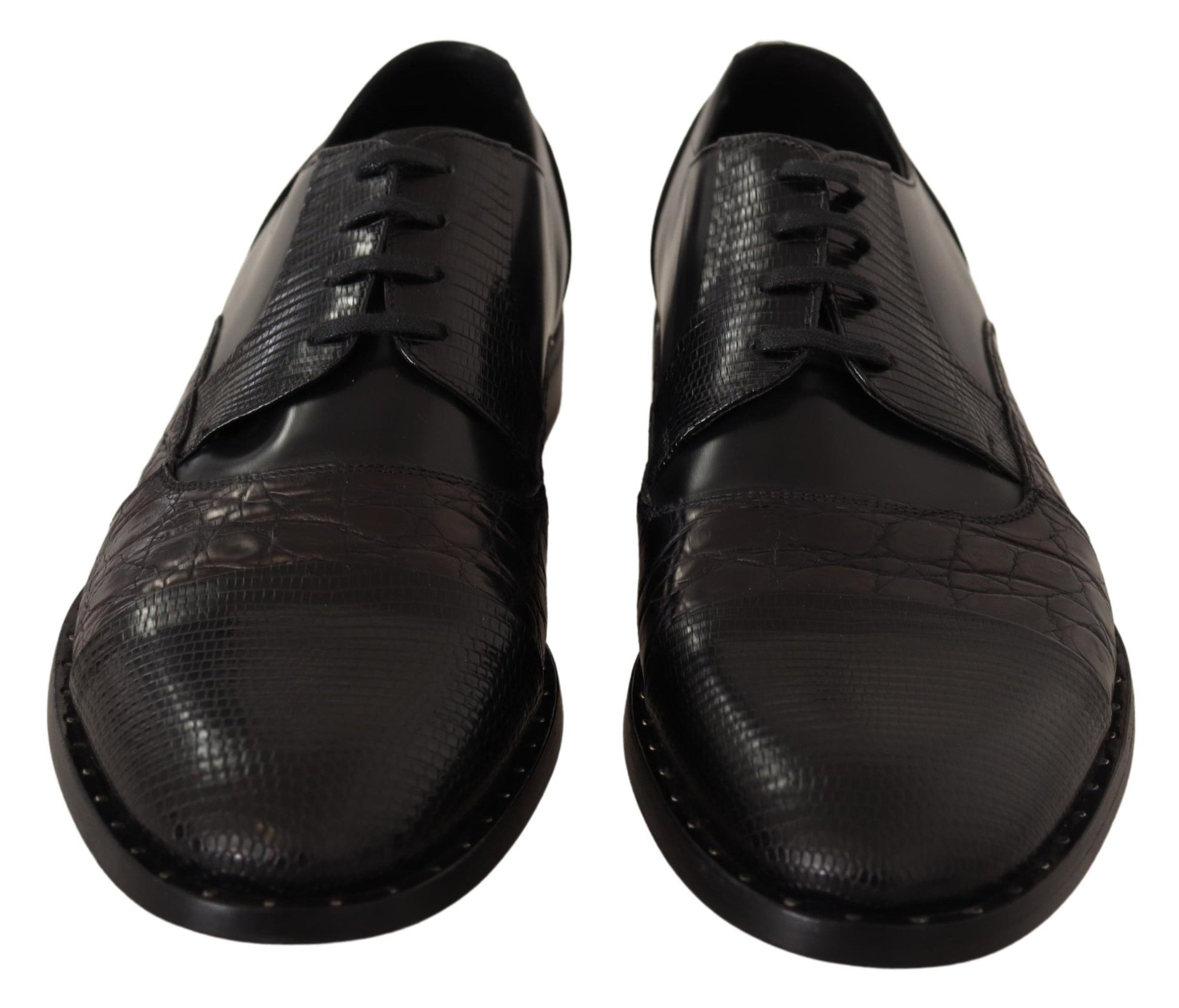 Dolce & Gabbana Black Leather Exotic Skins Formal Shoes - Whispers Of Wisdom Clothing