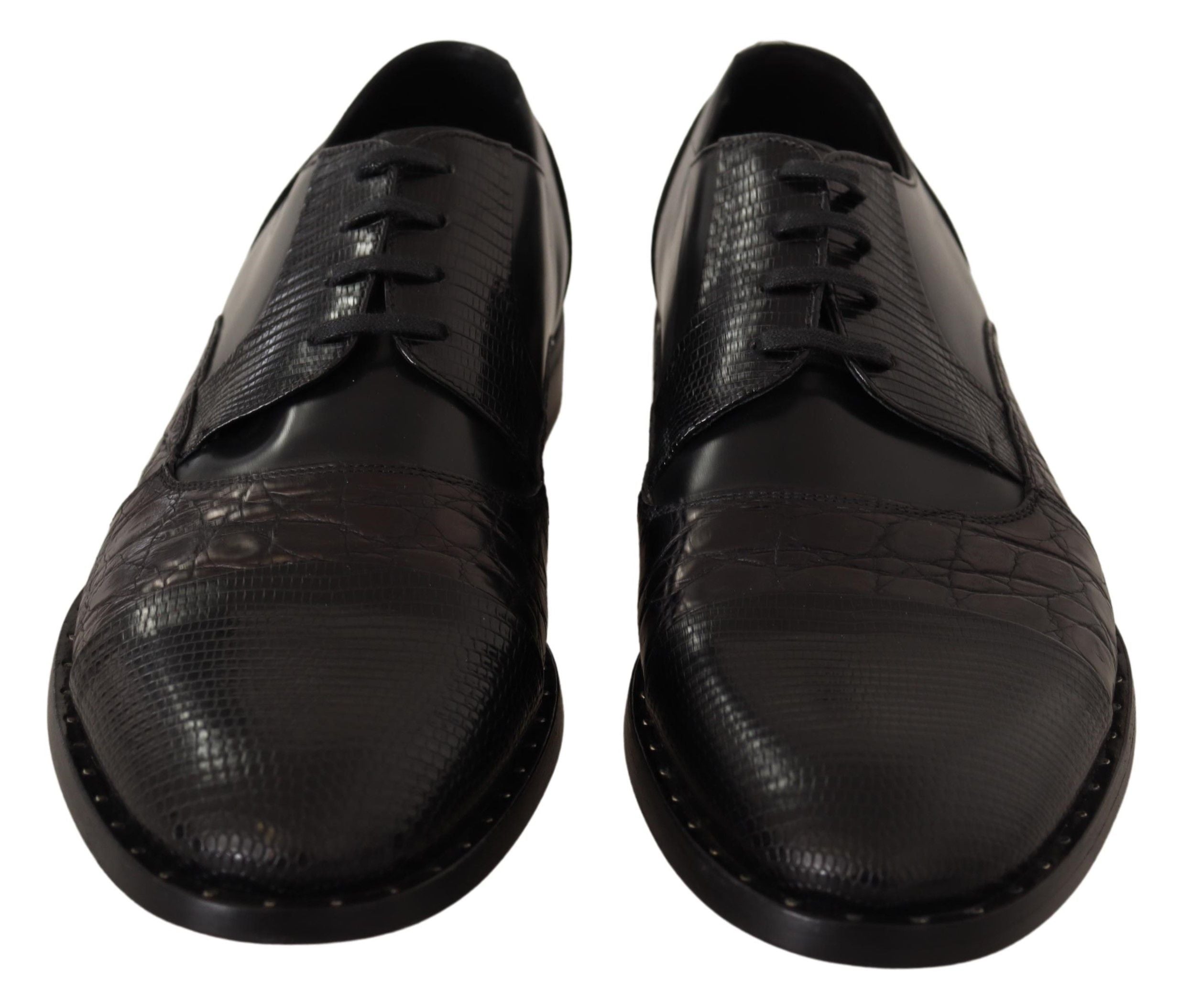 Dolce & Gabbana Black Leather Exotic Skins Formal Shoes - Whispers Of Wisdom Clothing