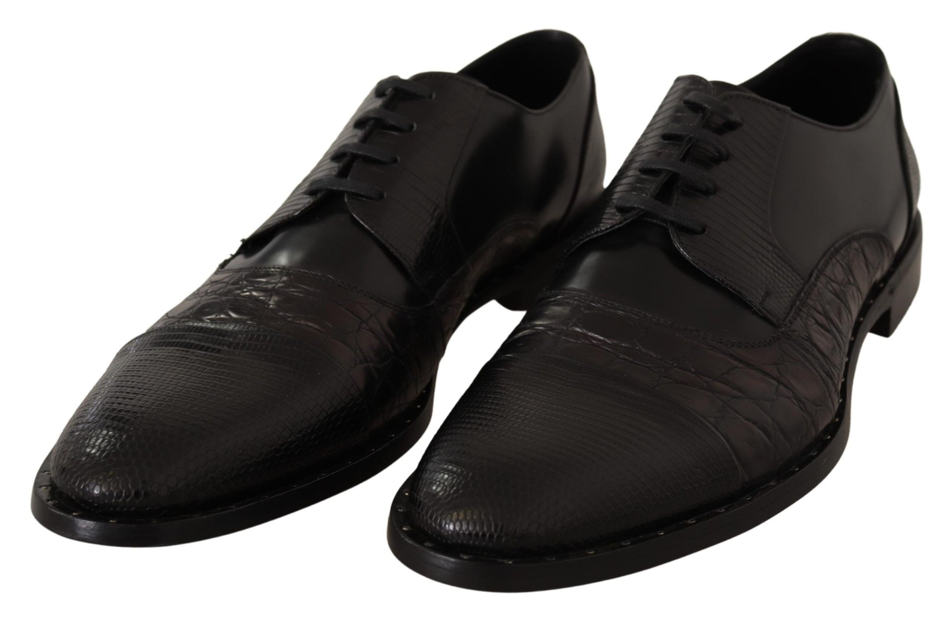 Dolce & Gabbana Black Leather Exotic Skins Formal Shoes - Whispers Of Wisdom Clothing