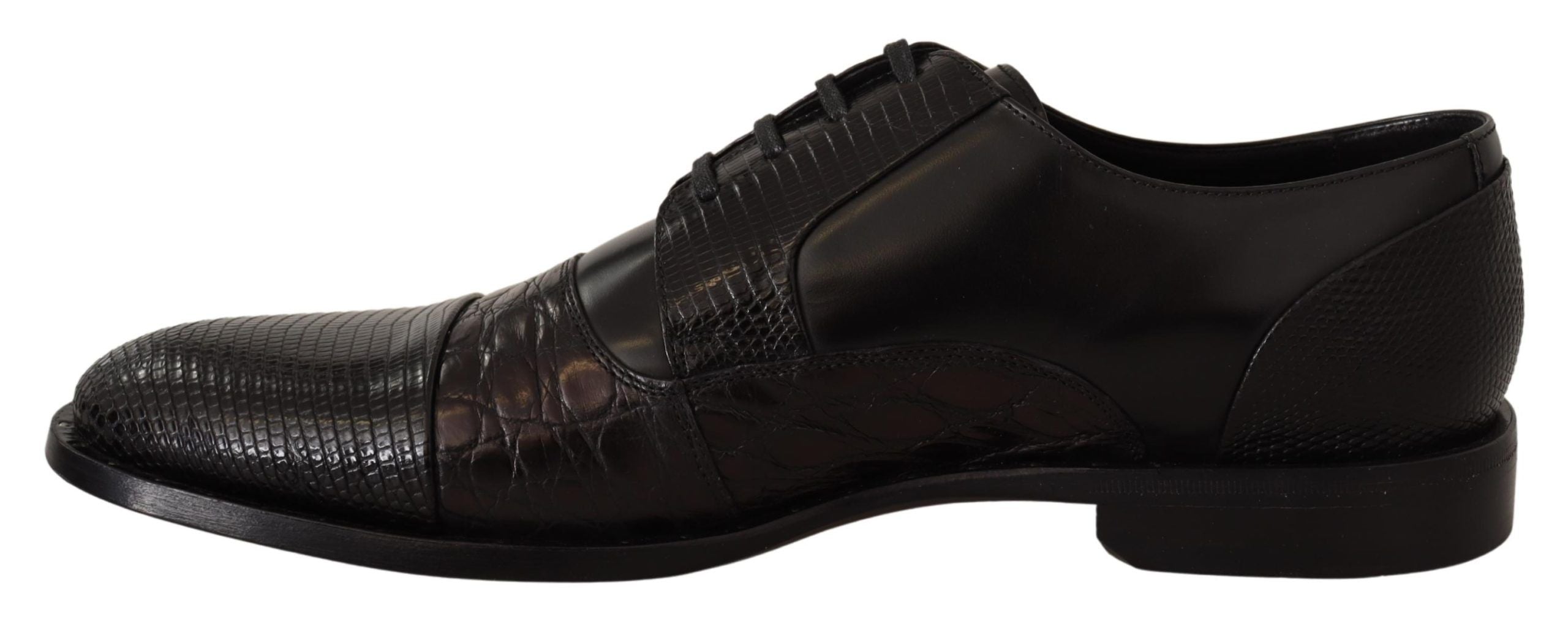 Dolce & Gabbana Black Leather Exotic Skins Formal Shoes - Whispers Of Wisdom Clothing