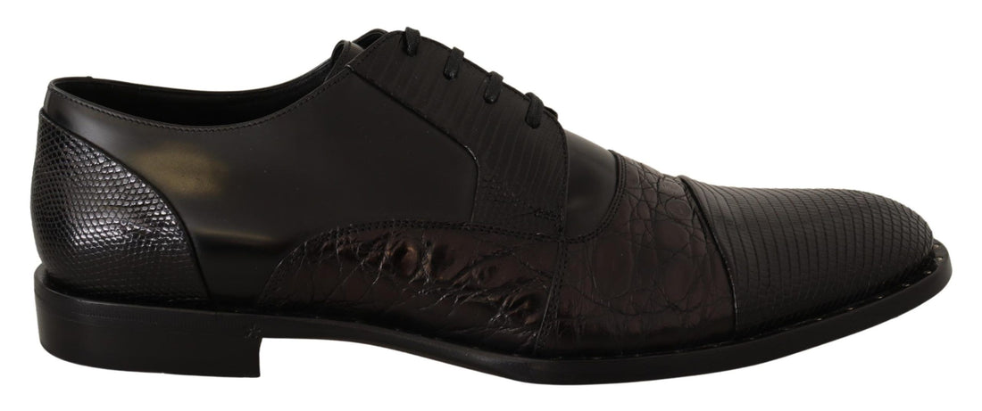 Dolce & Gabbana Black Leather Exotic Skins Formal Shoes - Whispers Of Wisdom Clothing