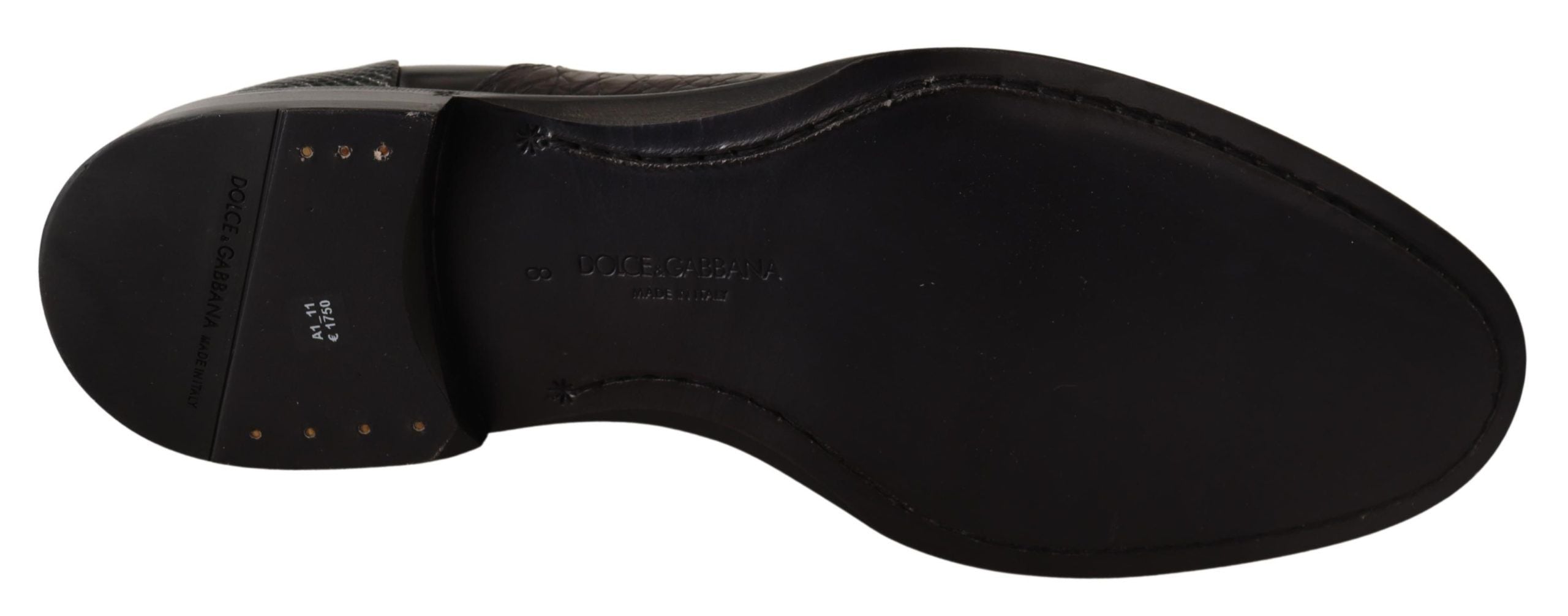 Dolce & Gabbana Black Leather Exotic Skins Formal Shoes - Whispers Of Wisdom Clothing