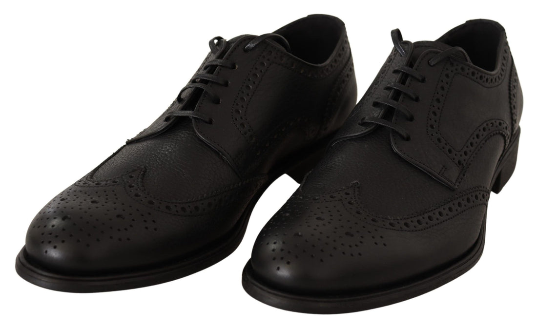 Dolce & Gabbana Black Leather Oxford Wingtip Formal Dress Shoes - Whispers Of Wisdom Clothing